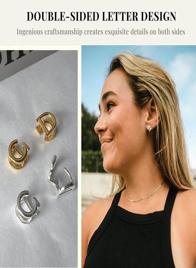 SANNYRA A Initial Stud Earrings for Women, 14K Gold Plated Hypoallergenic Letter Earring, Trendy Jewelry Gifts for Her - Image 5
